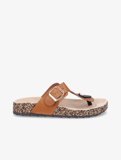Claquettes en simili à semelles effet liège - Camel - 6