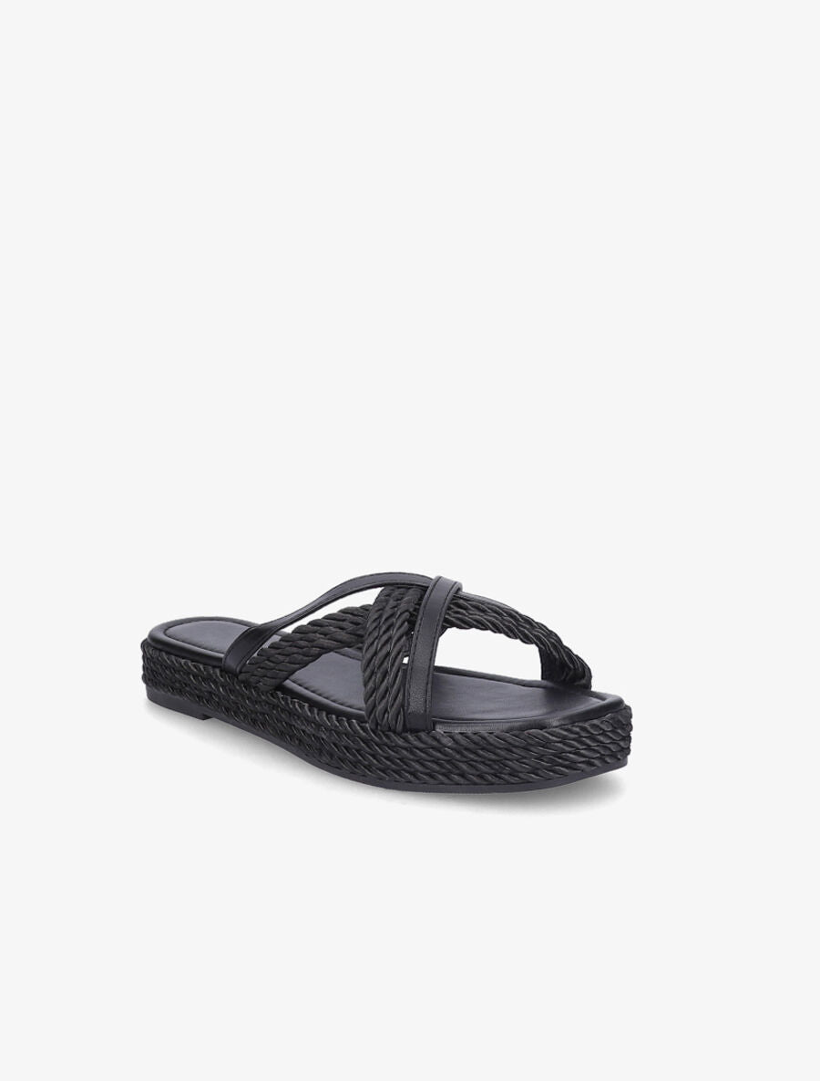 Claquettes à ganses croisées - Noir - 2