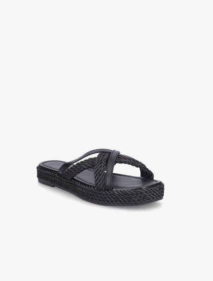 Claquettes à ganses croisées - Noir - 2