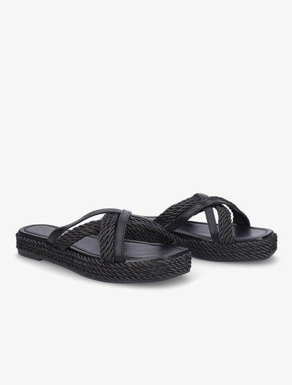 Claquettes à ganses croisées - Noir - 4