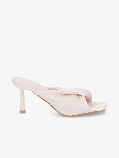 Mules torsadées à talon aiguille - Beige - 1
