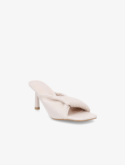 Mules torsadées à talon aiguille - Beige - 2