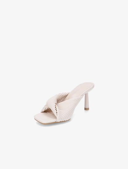Mules torsadées à talon aiguille - Beige - 3