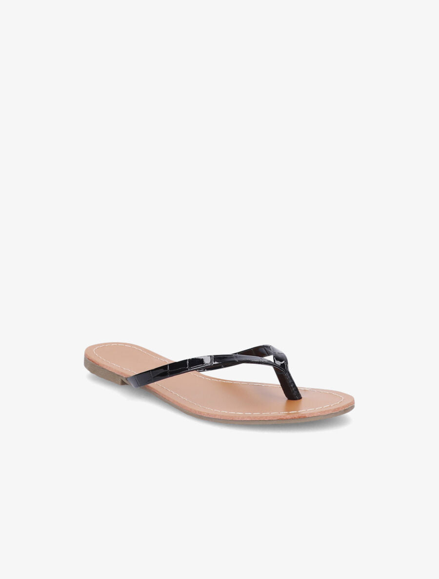 Tongs classiques en simili effet croco - Noir - 2