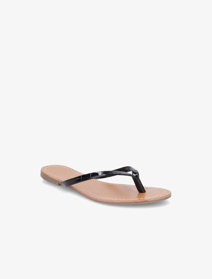 Tongs classiques en simili effet croco - Noir - 2