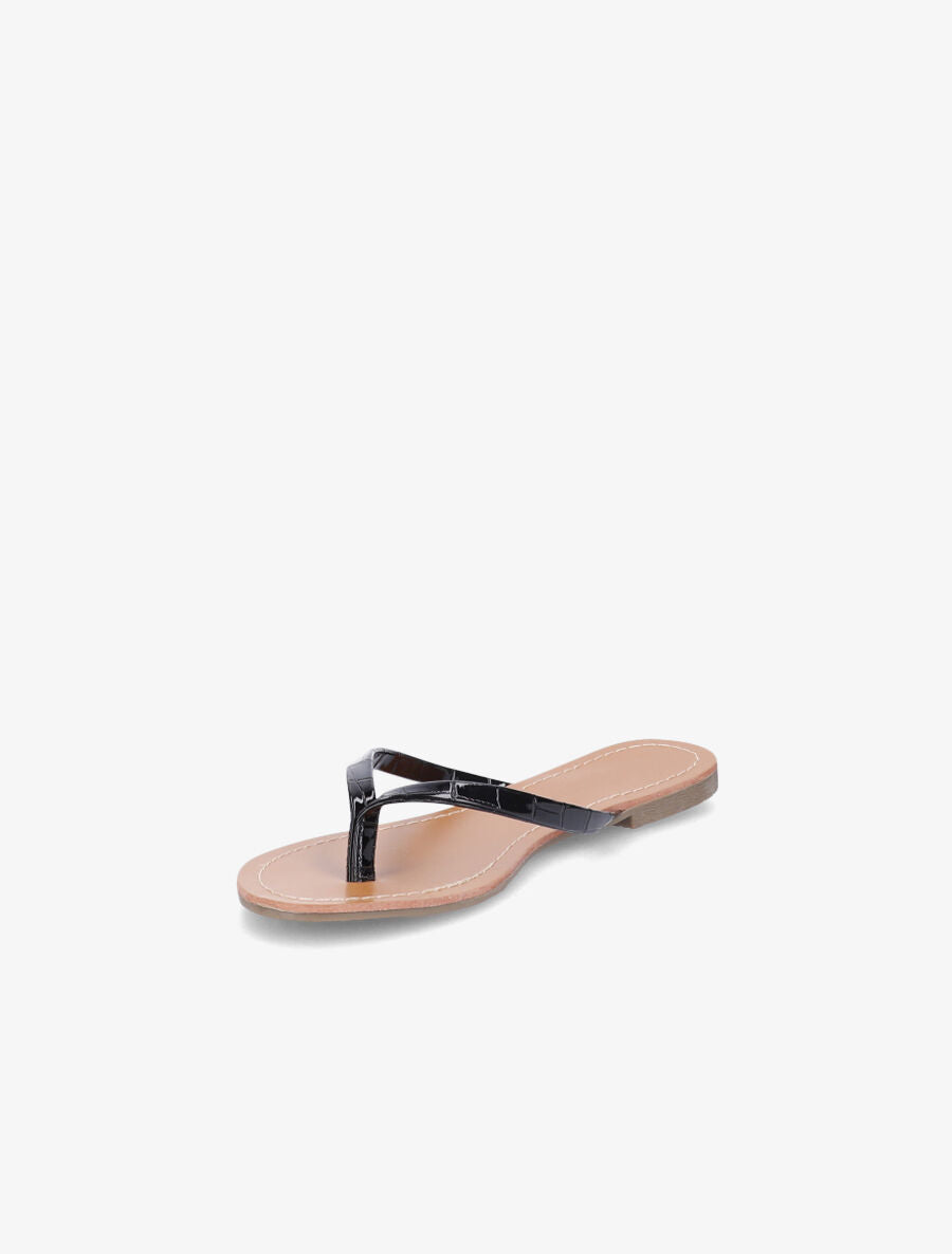 Tongs classiques en simili effet croco - Noir - 3