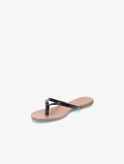 Tongs classiques en simili effet croco - Noir - 3