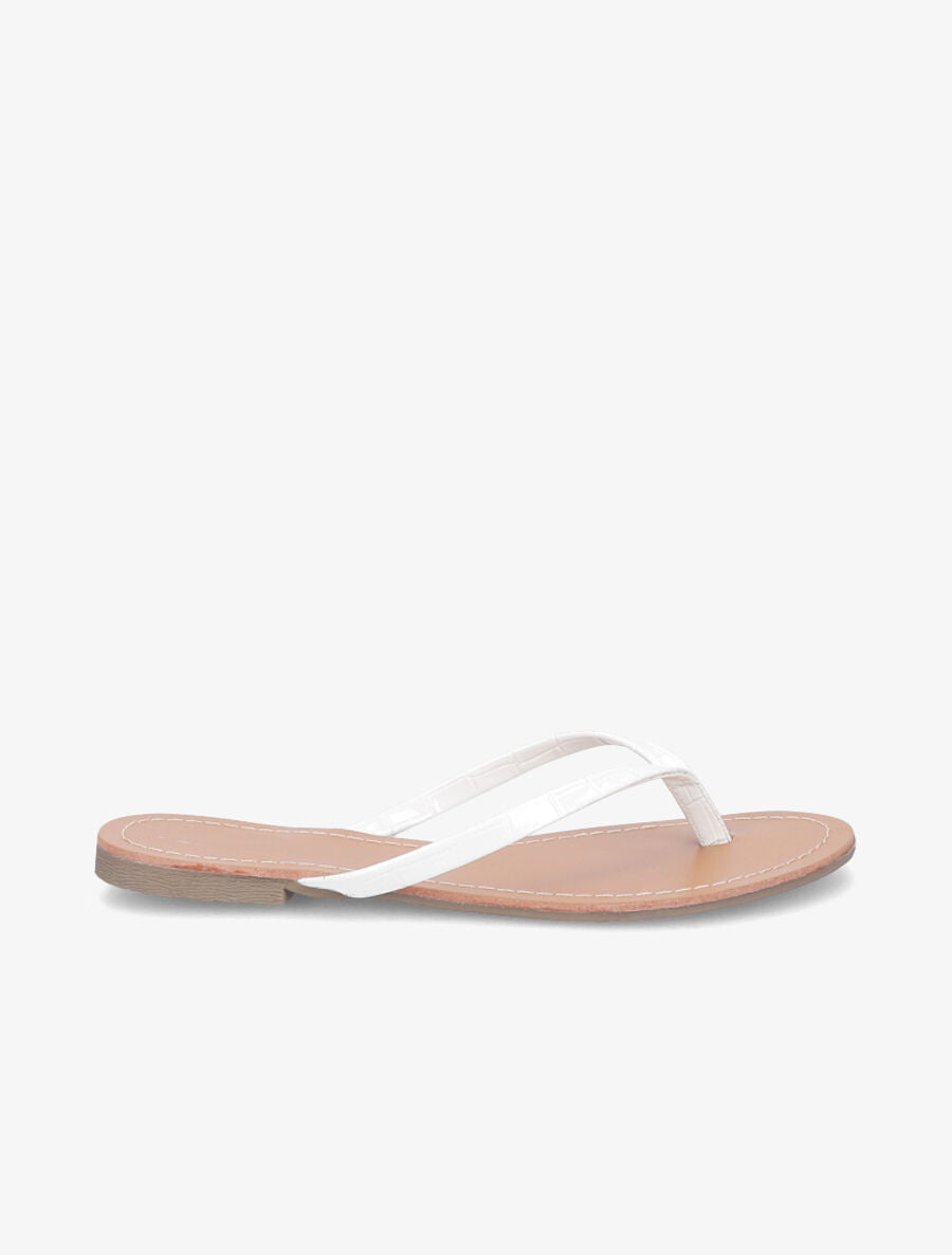 Tongs classiques en simili effet croco - Blanc - 1