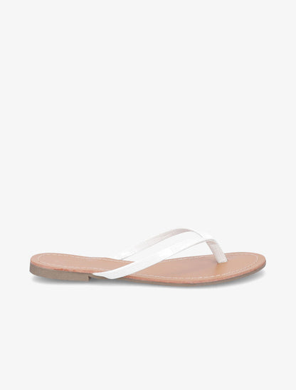 Tongs classiques en simili effet croco - Blanc - 1