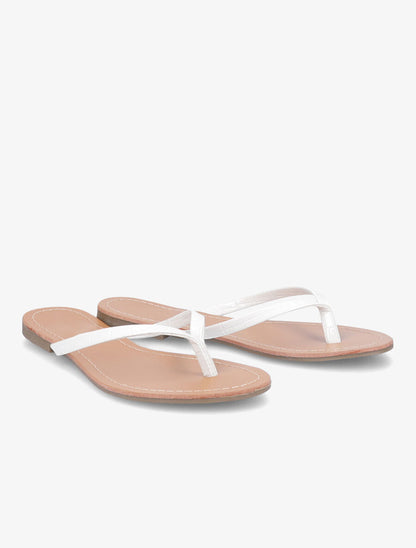 Tongs classiques en simili effet croco - Blanc - 4