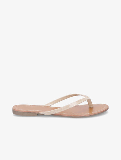 Tongs classiques en simili effet croco - Beige - 1