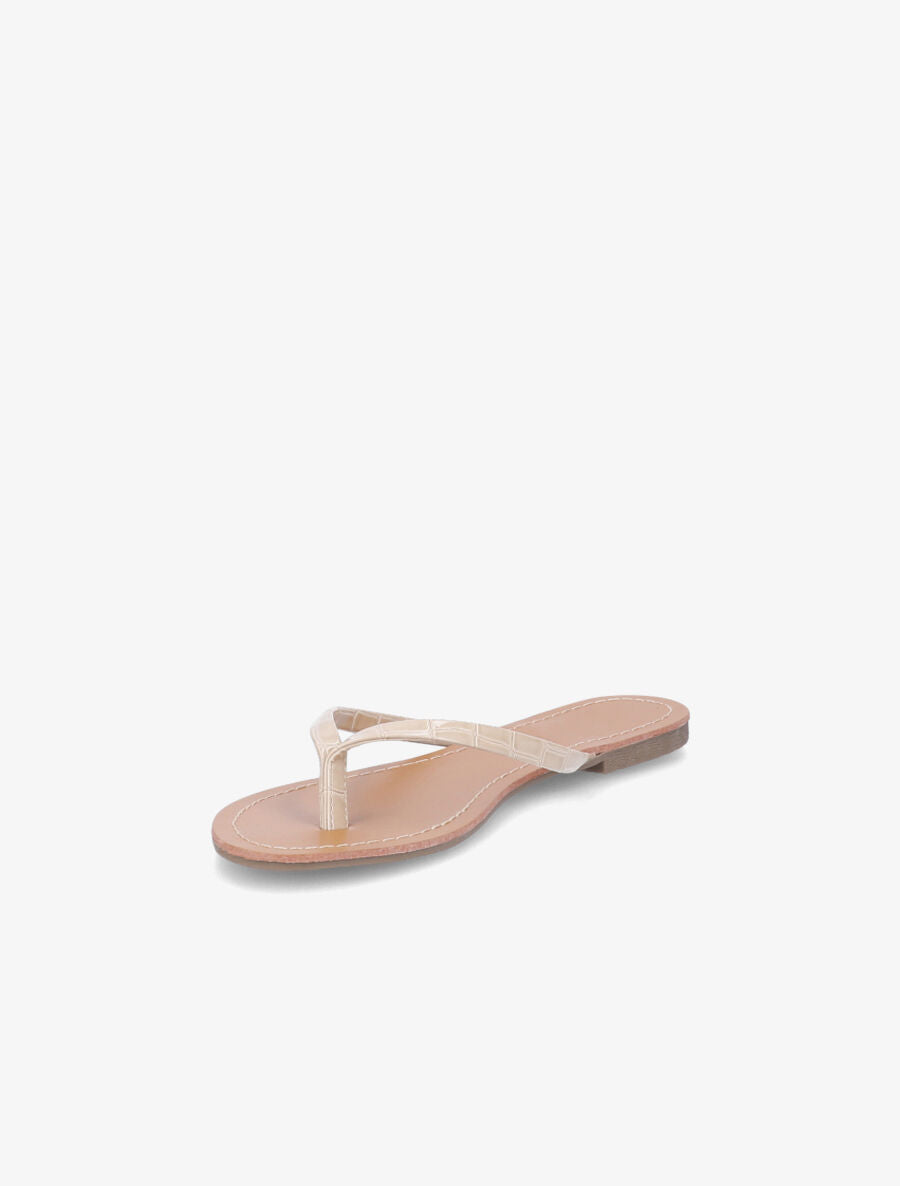Tongs classiques en simili effet croco - Beige - 3