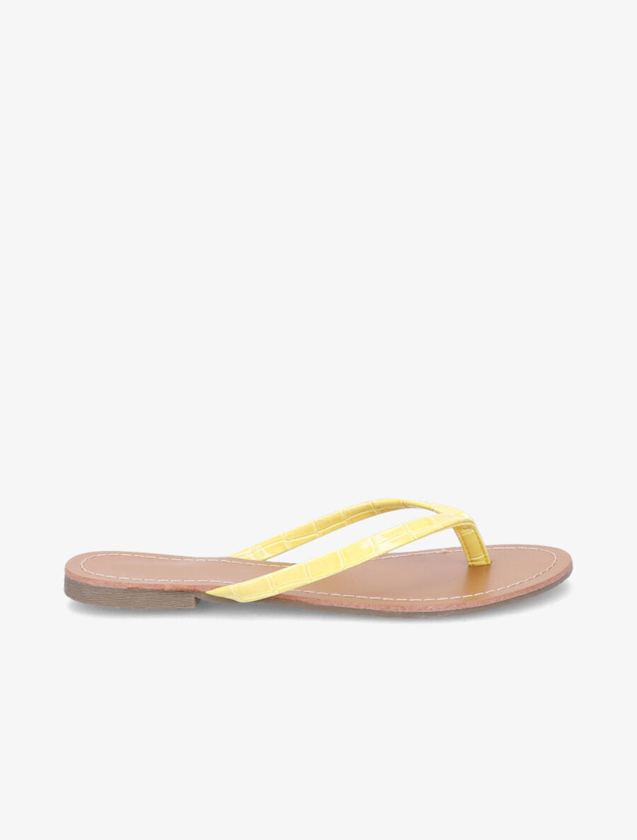 Tongs classiques en simili effet croco - Jaune - 1