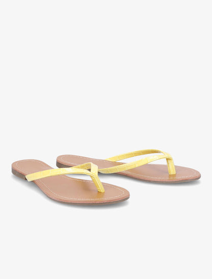Tongs classiques en simili effet croco - Jaune - 4