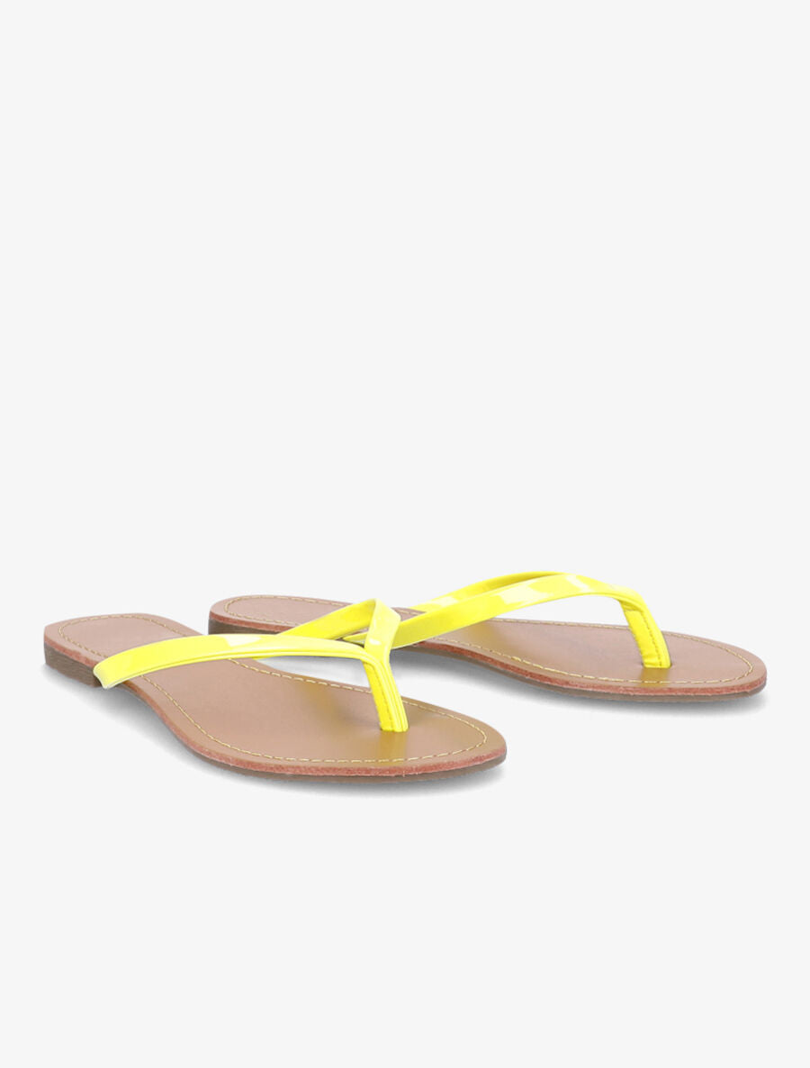 Tongs vernis - Jaune fluo - 4