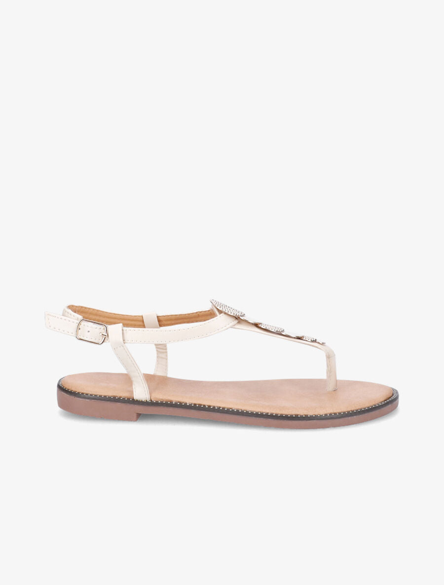 Nu-pieds à plaques dorées en cercles - Beige - 1