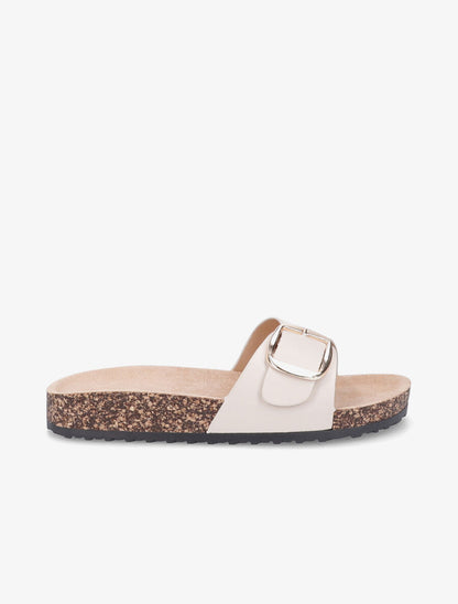 Claquettes en simili à semelle effet liège - Beige - 5