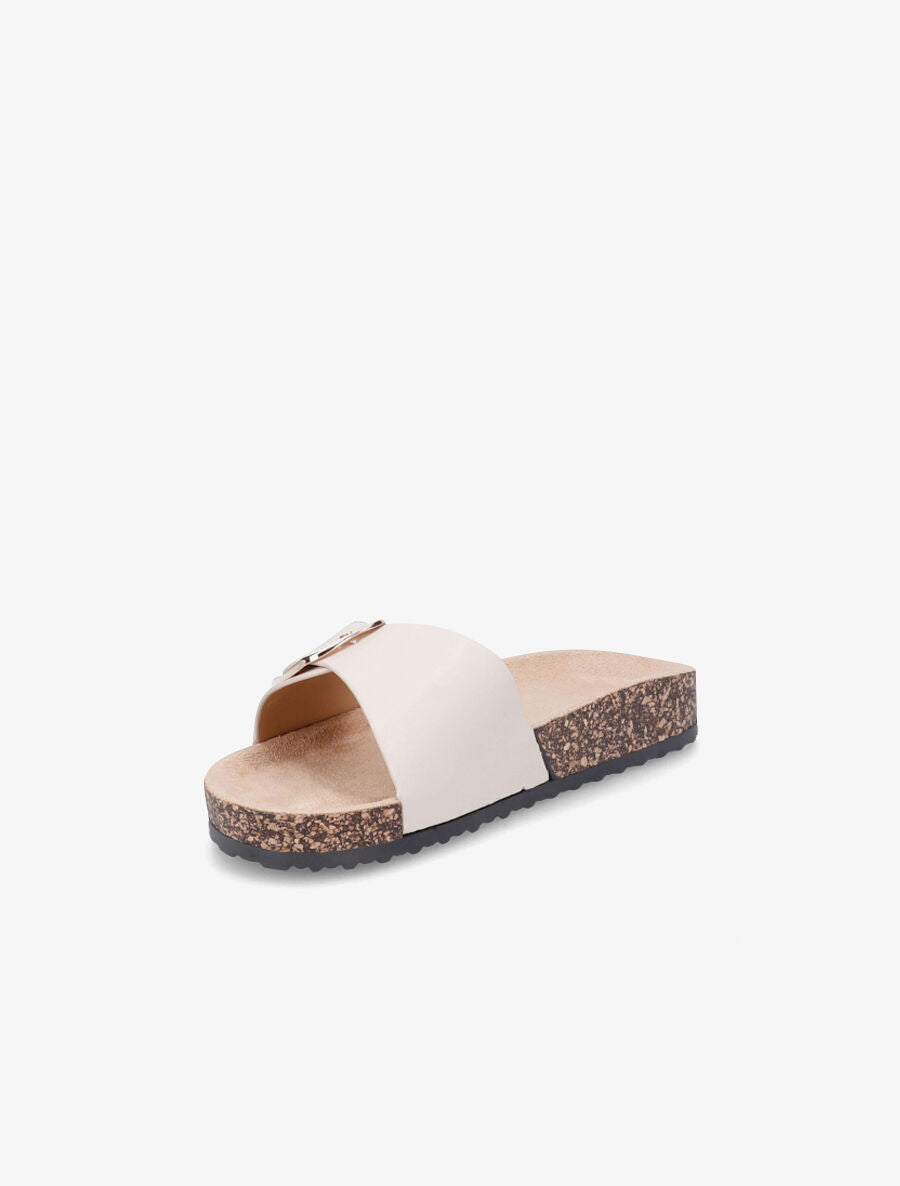 Claquettes en simili à semelle effet liège - Beige - 3
