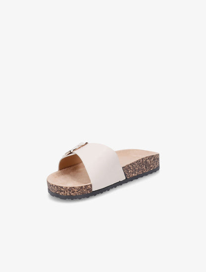 Claquettes en simili à semelle effet liège - Beige - 3