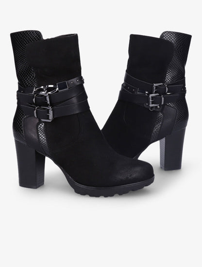 Bottines montantes bi-matière à sangles - Noir - 4