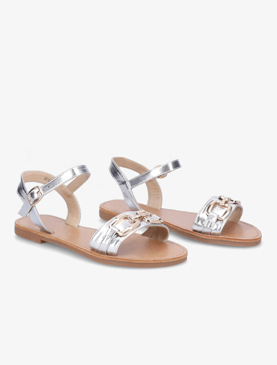 Nu-pieds à boucle métallique doré - Argent - 4