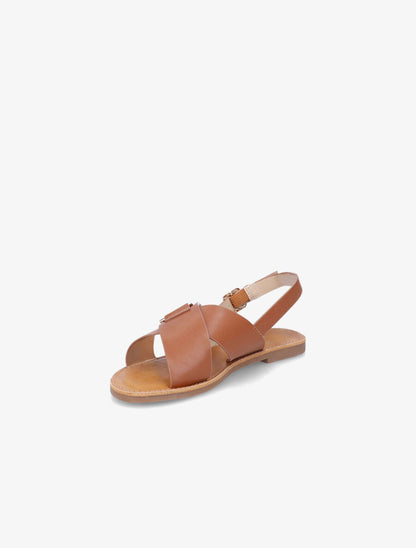 Nu-pieds croisés en simili - Camel - 3