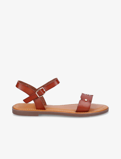 Nu-pieds dentelés à clous - Camel - 1