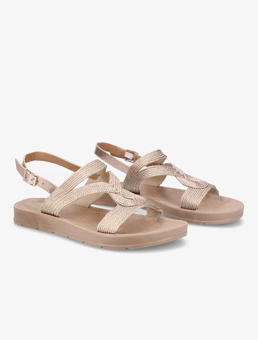 Nu-pieds à cordes entrelacées - Rose gold - 4