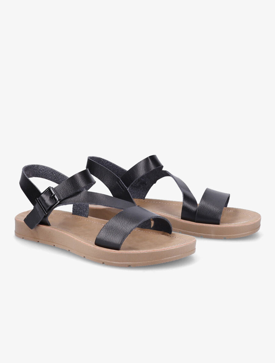 Nu-pieds bride en diagonal - Noir - 4