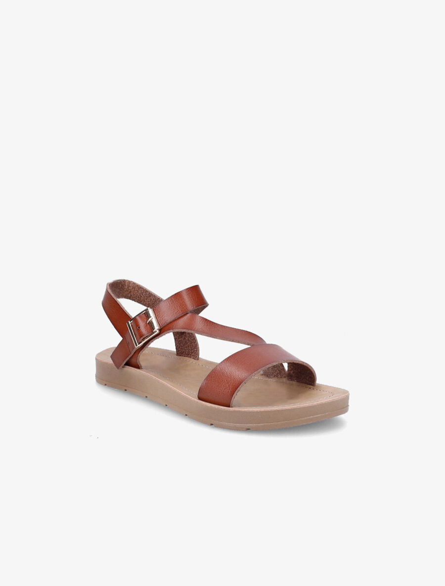 Nu-pieds bride en diagonal - Camel - 2