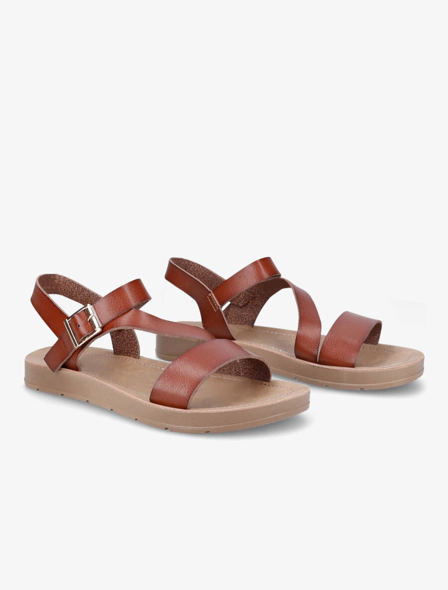 Nu-pieds bride en diagonal - Camel - 4
