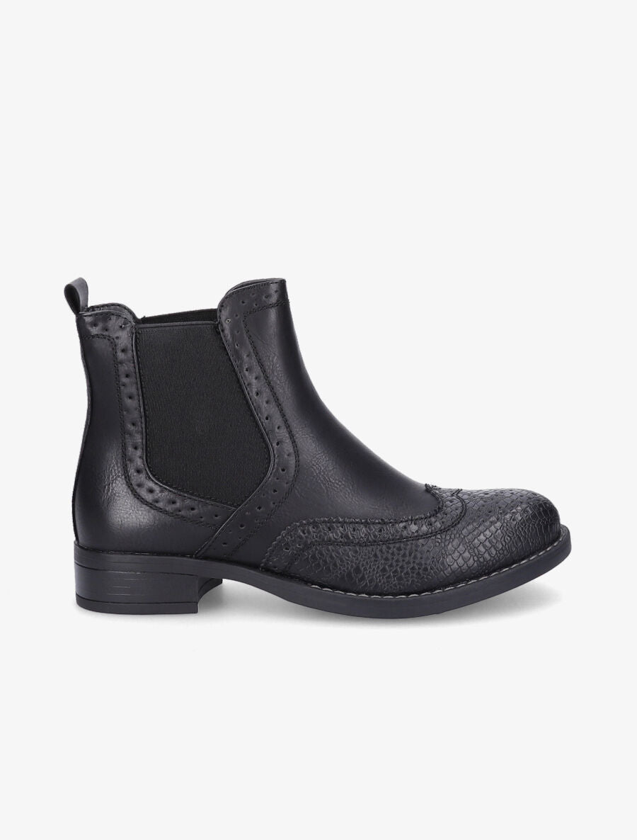Bottines bi-matière effet patiné - Noir - 5