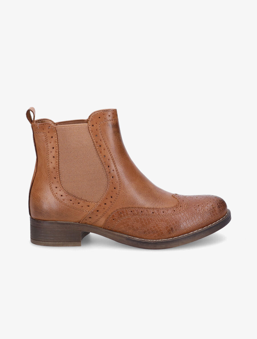 Bottines bi-matière effet patiné - Camel - 1