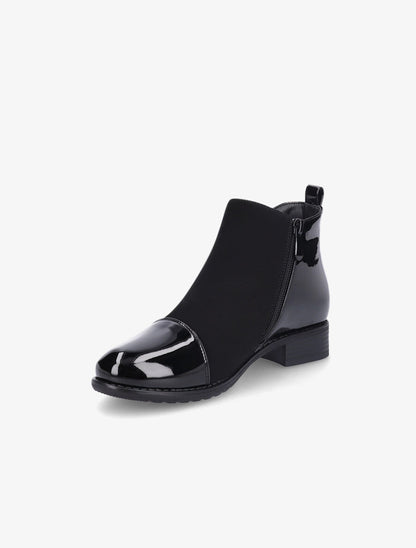 Bottines élastiquées à bout vernis - Noir - 4