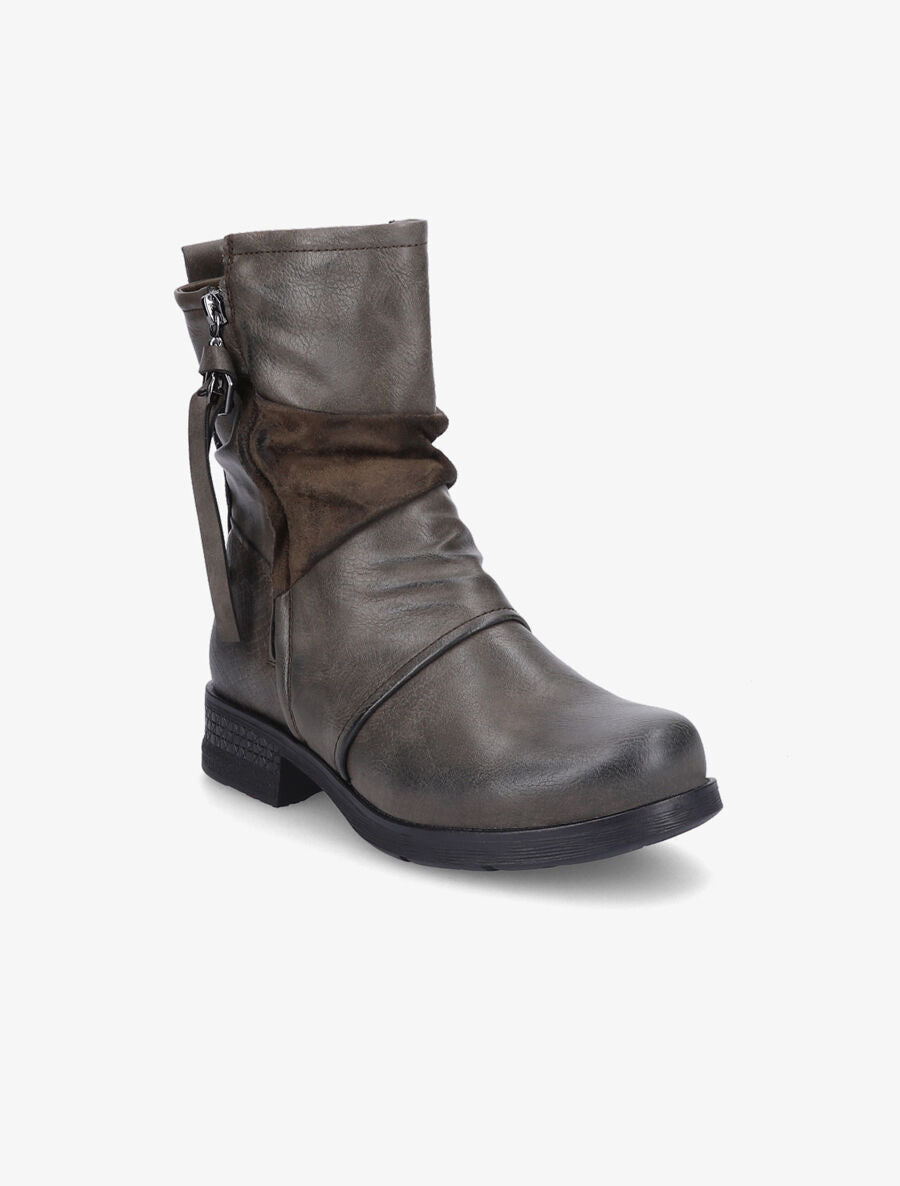 Boots montantes à contrefort python - Kaki - 2