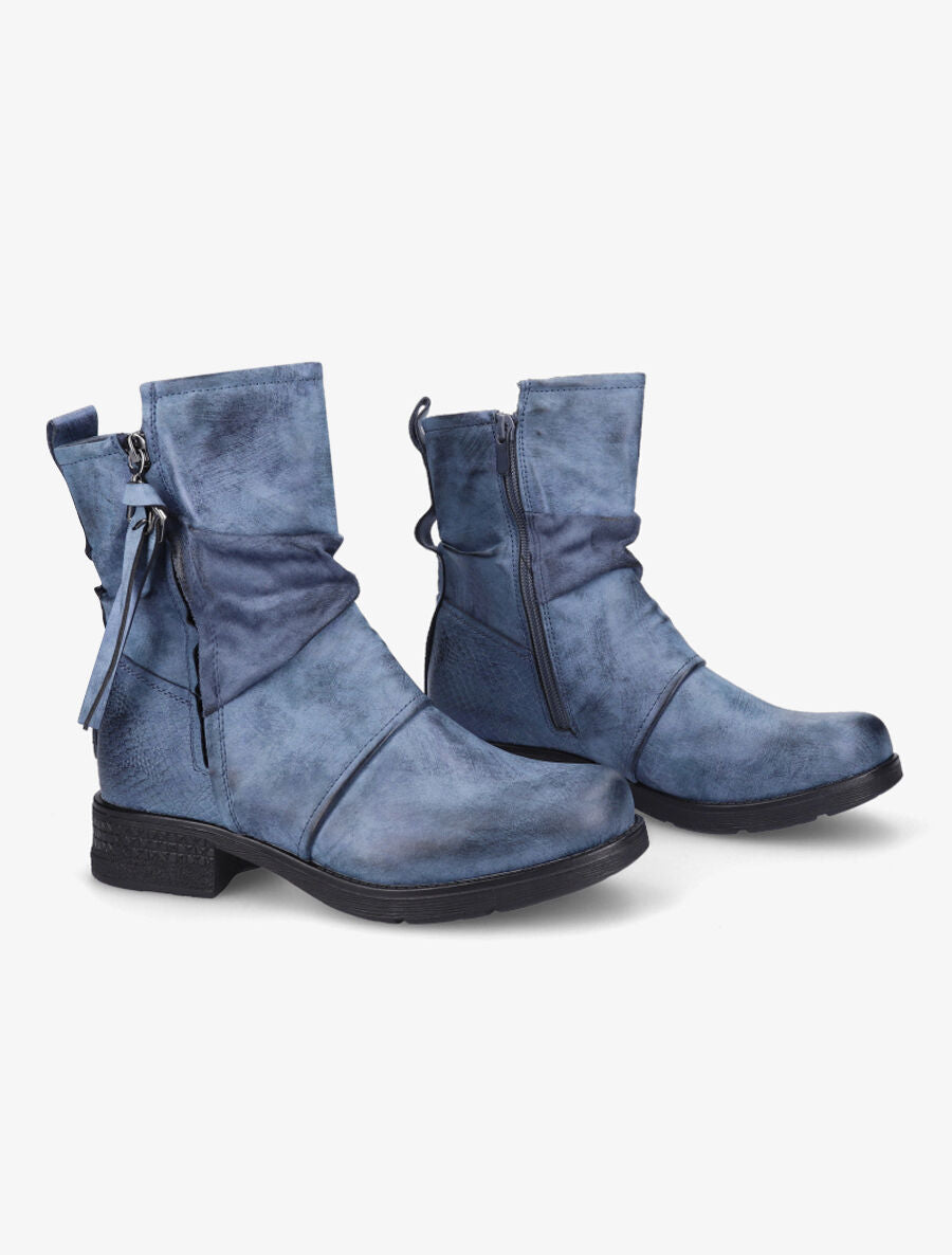 Boots montantes à contrefort python - Bleu - 4