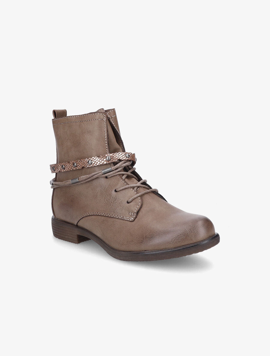 Bottines lacées à sangle irisée - Taupe - 2