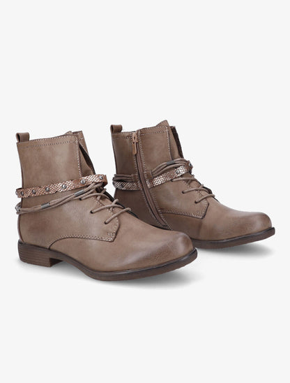 Bottines lacées à sangle irisée - Taupe - 4