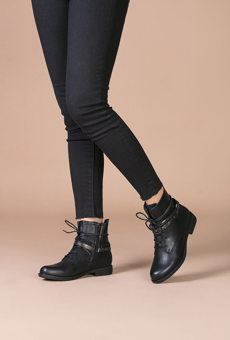 Bottines lacées à sangle irisée - Noir - 5