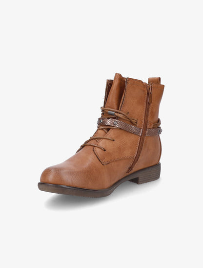Bottines lacées à sangle irisée - Camel - 3