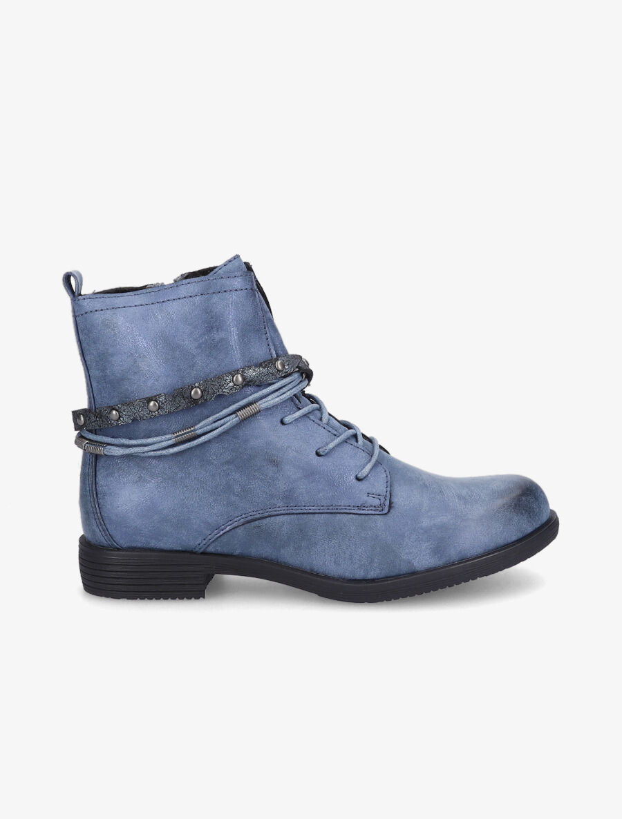 Bottines lacées à sangle irisée - Bleu - 1