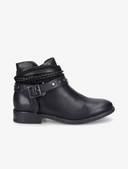 Bottines à sangles cloutées et tressées - Noir - 5