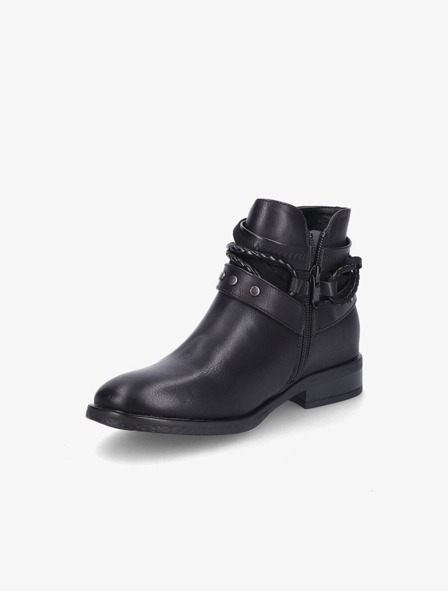Bottines à sangles cloutées et tressées - Noir - 3