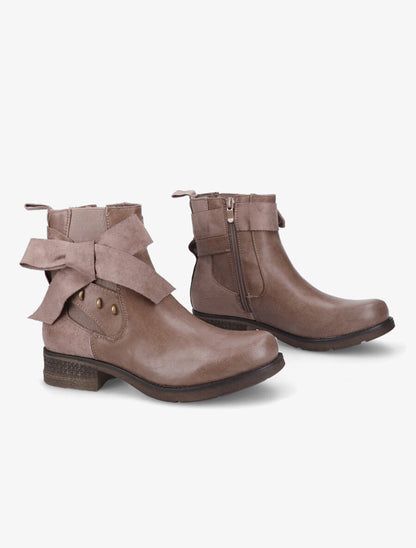 Boots montantes à noeud - Taupe - 4
