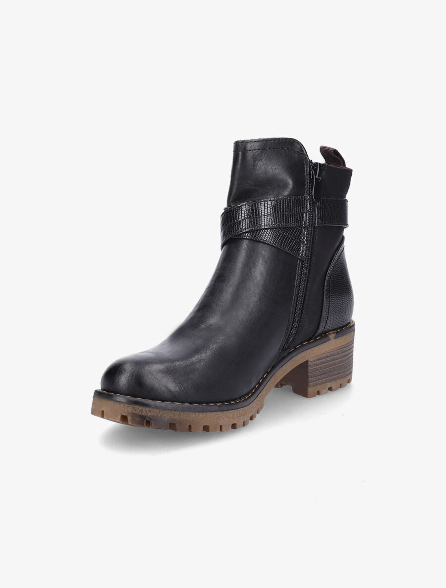 Boots montantes à sangles effet python - Noir - 3