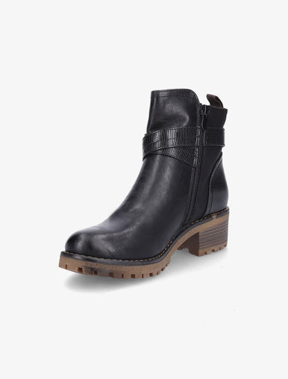 Boots montantes à sangles effet python - Noir - 3