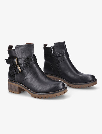 Boots montantes à sangles effet python - Noir - 4