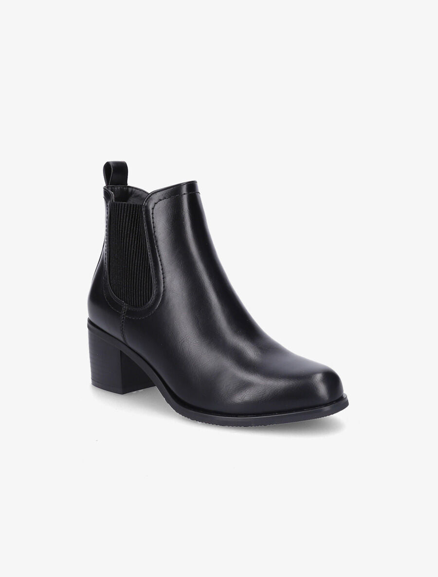 Bottines en simili et côté élastiqué - Noir - 2