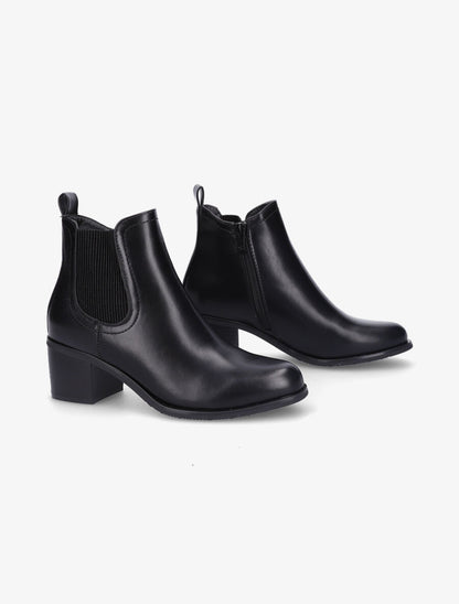 Bottines en simili et côté élastiqué - Noir - 4