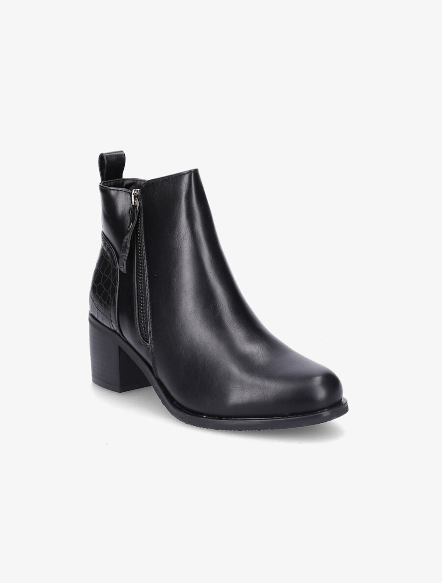 Bottines à contrefort effet croco - Noir - 2